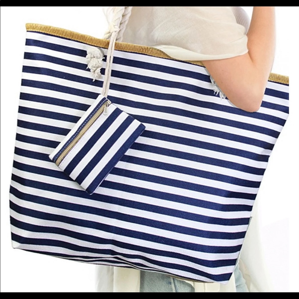 Stripe Pattern Large Beach Tote